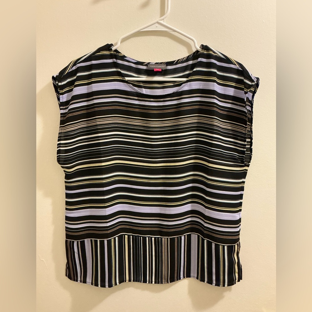 Striped Black  and Lavender Vince Camuto Top
